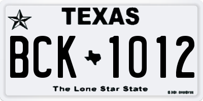 TX license plate BCK1012