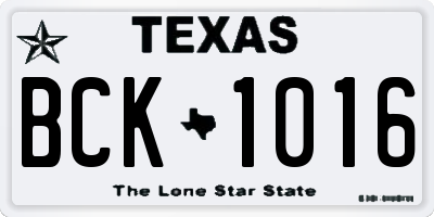 TX license plate BCK1016