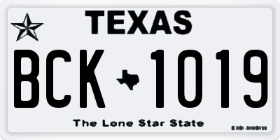 TX license plate BCK1019