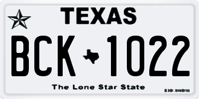 TX license plate BCK1022