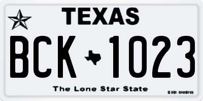 TX license plate BCK1023
