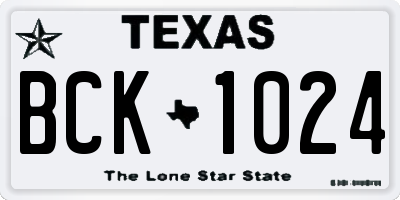 TX license plate BCK1024