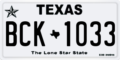TX license plate BCK1033