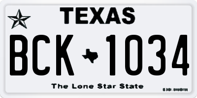 TX license plate BCK1034