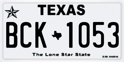 TX license plate BCK1053