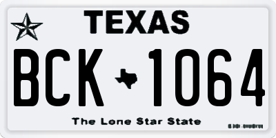TX license plate BCK1064