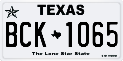 TX license plate BCK1065
