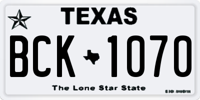 TX license plate BCK1070