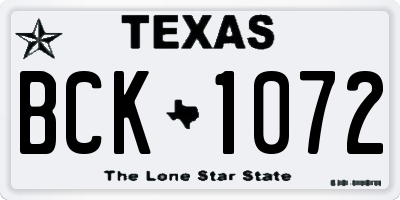 TX license plate BCK1072