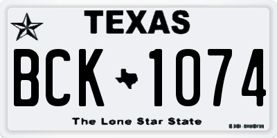 TX license plate BCK1074