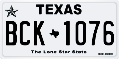 TX license plate BCK1076
