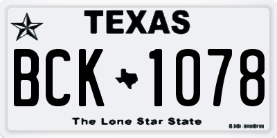 TX license plate BCK1078