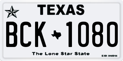 TX license plate BCK1080