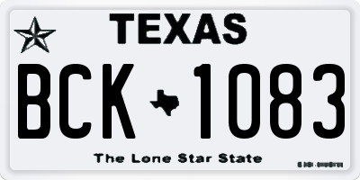 TX license plate BCK1083