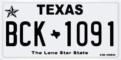TX license plate BCK1091