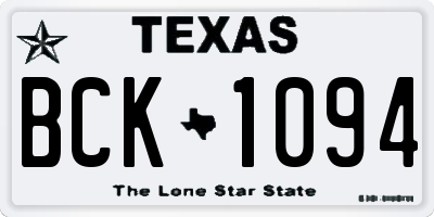 TX license plate BCK1094