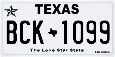 TX license plate BCK1099