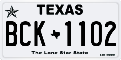 TX license plate BCK1102