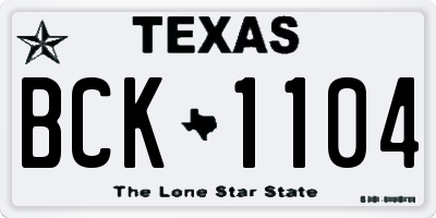 TX license plate BCK1104