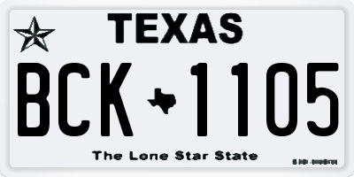 TX license plate BCK1105