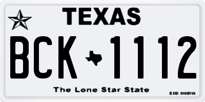 TX license plate BCK1112