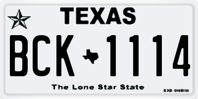 TX license plate BCK1114