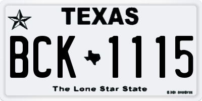 TX license plate BCK1115