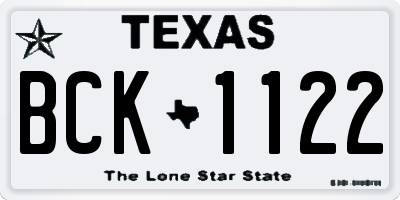 TX license plate BCK1122