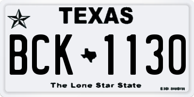 TX license plate BCK1130