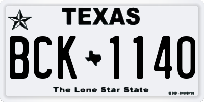 TX license plate BCK1140