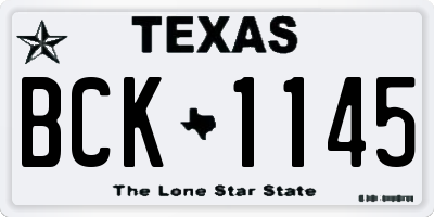 TX license plate BCK1145