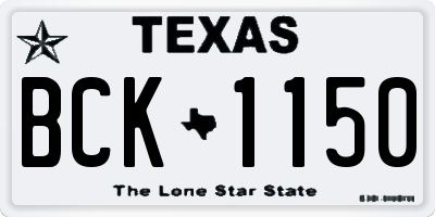 TX license plate BCK1150