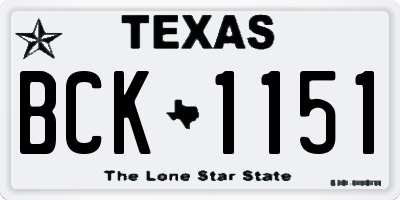 TX license plate BCK1151