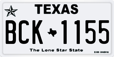 TX license plate BCK1155