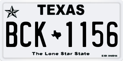 TX license plate BCK1156