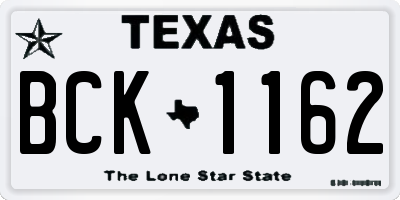 TX license plate BCK1162