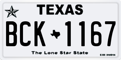 TX license plate BCK1167