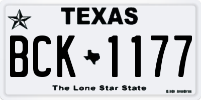 TX license plate BCK1177