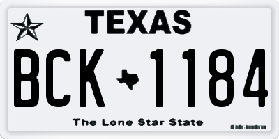 TX license plate BCK1184