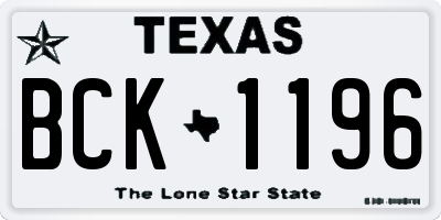 TX license plate BCK1196
