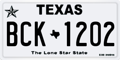 TX license plate BCK1202