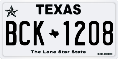 TX license plate BCK1208