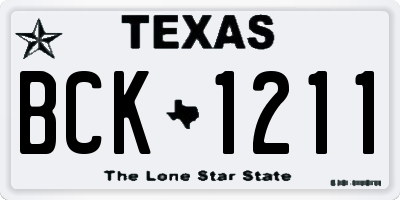 TX license plate BCK1211