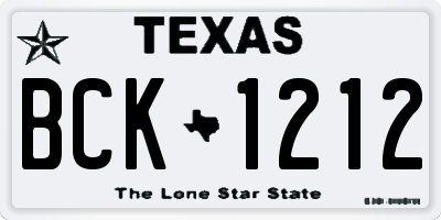 TX license plate BCK1212