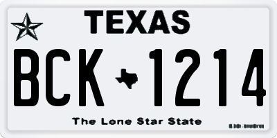 TX license plate BCK1214