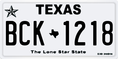 TX license plate BCK1218