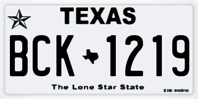 TX license plate BCK1219