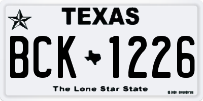 TX license plate BCK1226