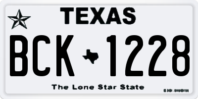 TX license plate BCK1228