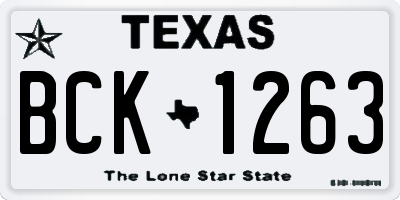TX license plate BCK1263